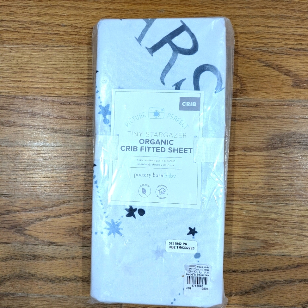 Pottery Barn Tiny Stargazer Organic Crib Fitted Sheet NWT